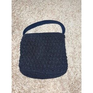 Kathy Ireland Vintage Y2K 90s/2000s Black Crotchet Hang Bag Purse Boho Hippie